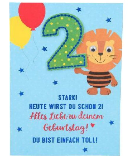 Karte zum 2.Geburtstag - Jungen