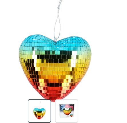 Discokugel Herz Regenbogen, 20 cm