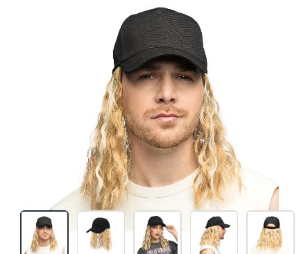 M�tze Casey mit Per�cke,blond/schwarz