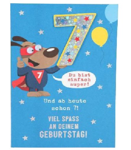 Karte zum 7.Geburtstag f�r Jungen