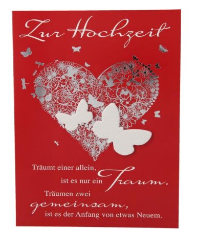 Karte zur Hochzeit mit Glitzer