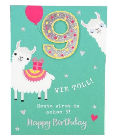 Karte zum 9.Geburtstag f�r M�dchen