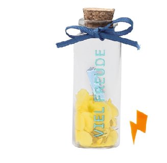Geschenkglschen mit Botschaft blau