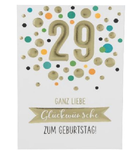 Karte zum 29.Geburtstag
