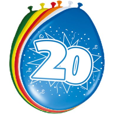 20. Geburtstag Ballons 30 cm - 8 Stck