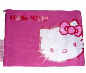Hello Kitty - Leinentasche flach pink