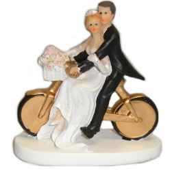 Brautpaar auf Fahrrad ,gold