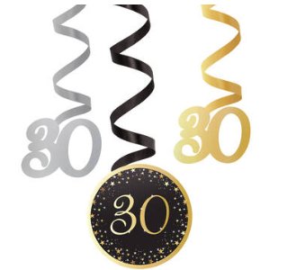Deko Spiralen zum 30.Geburtstag Starlight