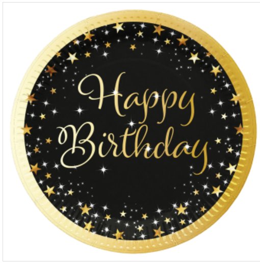 Geburtstag Teller Starlight, gold - 8 St�ck