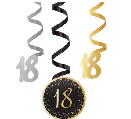 Deko Spiralen zum 18.Geburtstag Starlight