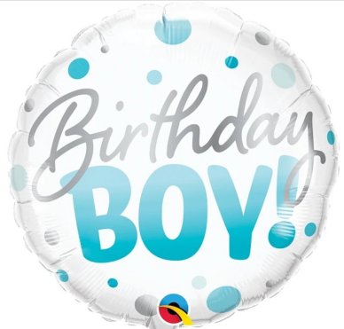 Folienballon Birthday Boy mit Punkten