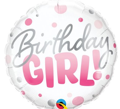 Folienballon Birthday Girl mit Punkten