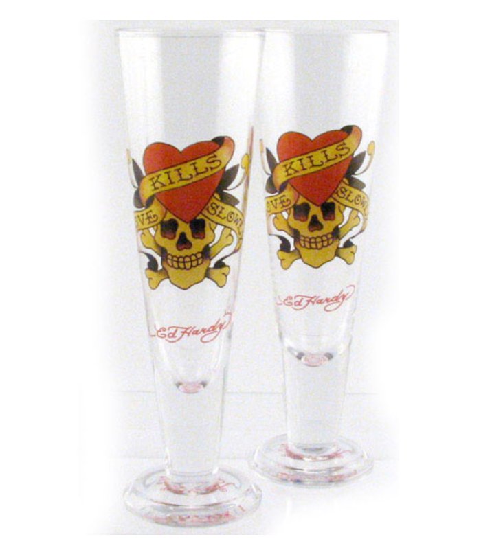 Ed Hardy Totenkopf Bierglser, 2er Set