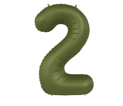 Folienballon Zahl 2 - olivegrn matt