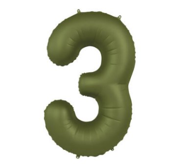 Folienballon Zahl 3 - olivegrn matt