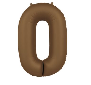 Folienballon Zahl 0 Choco Brown, 86 cm
