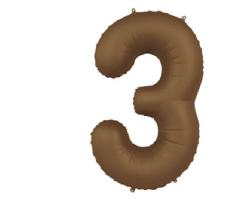 Folienballon Zahl 3 Choco Brown, 86 cm