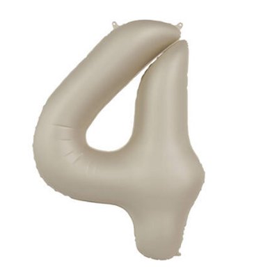 Folienballon Zahl 4 - Creamy Latte, 86 cm