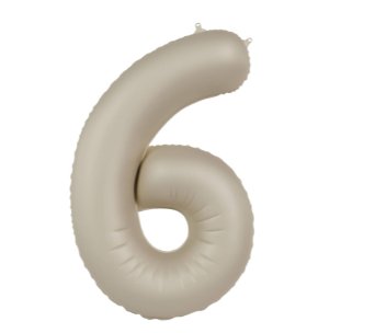 Folienballon Zahl 6 - Creamy Latte, 86 cm