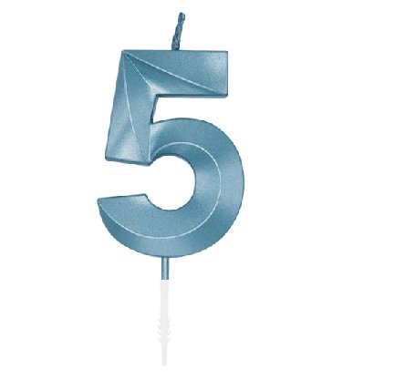 Kerze Glamour Zahl 5, Blau Metallic