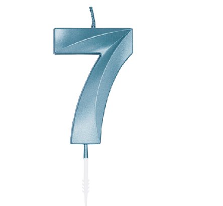Kerze Glamour Zahl 7, Blau Metallic