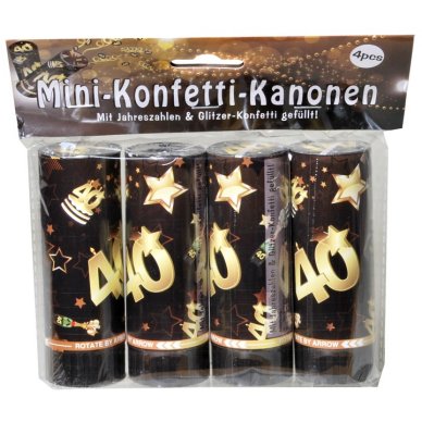 Konfetti Kanonen Zahl 40, schwarz/gold