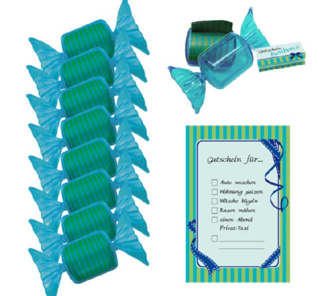 Gutschein Bonbon, 1 St�ck - blau