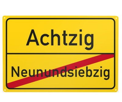 Blechschild Neunundsiebzig