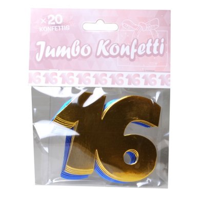 Jumbo Konfetti Zahl 16, bunt