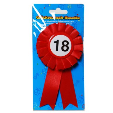 Anstecker Rosette zum 18. Geburtstag