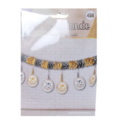 Party-Girlande Zahl 75 , silber/gold