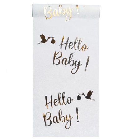 Tischl�ufer Hello Baby, wei�/gold, 5m