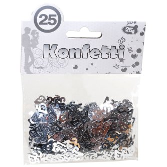 Konfetti mit Zahl 25, silber - 25g