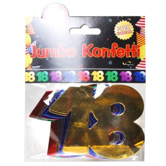 Jumbo-Konfetti Zahl 18, bunt