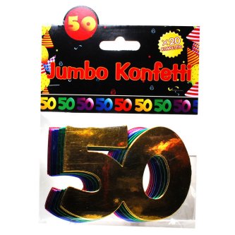 Jumbo-Konfetti Zahl 50, bunt