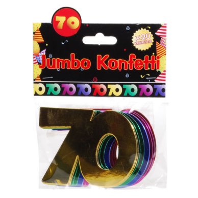 Jumbo-Konfetti Zahl 70, bunt