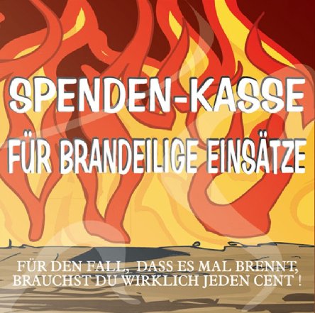 Etikett fr Spenden-Kasse brandeilig