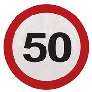 Pappteller Verkehrsschild 50