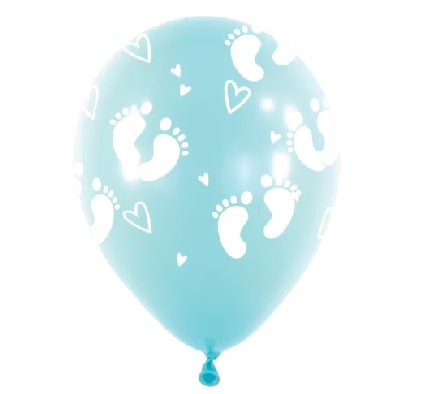 Latexballons in hellblau mit Babyfen