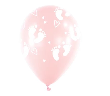Latexballons in hellrosa mit Babyfen