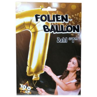 Folienballon Zahl 7,gold - 100 cm