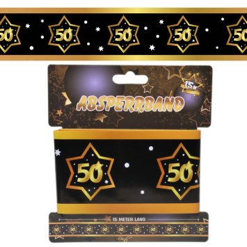 Absperrband 50, schwarz/gold