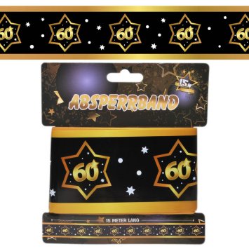 Absperrband 60, schwarz/gold