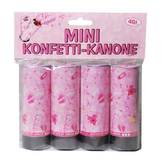 Konfetti Kanonen Zur Geburt / rosa, 4 Stck