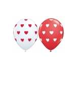 Latexluftballons Big Hearts,wei/rot