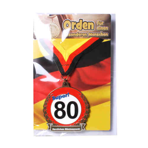 Orden 80 mit Karte und Umschlag