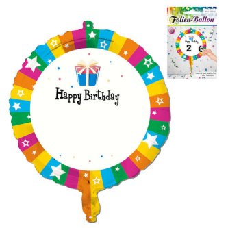 Folien-Ballon Happy Birthday blanko, bunt
