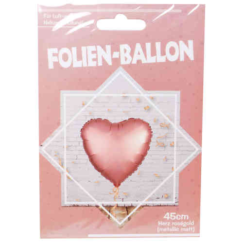 Herz Folien Ballon, matt rosegold