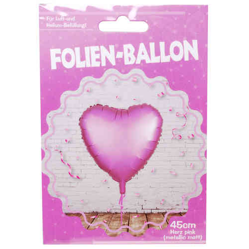 Herz Folien Ballon, matt rosa
