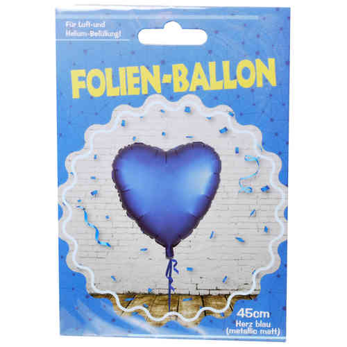 Herz Folien Ballon, matt blau